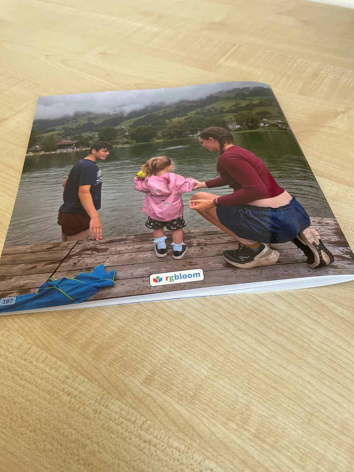 The finished book lying on a table, back cover up